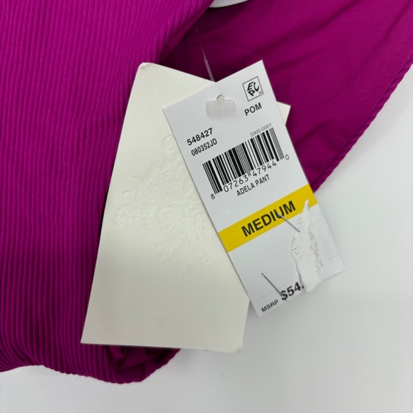 Becca Womens Medium Fine Line Ruched Back Cheeky Bikini Bottoms Pomegranate Pink - Picture 3 of 6